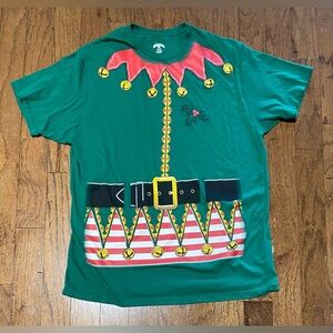Holiday Time Size XL Unisex T Shirt Elf Christmas Green